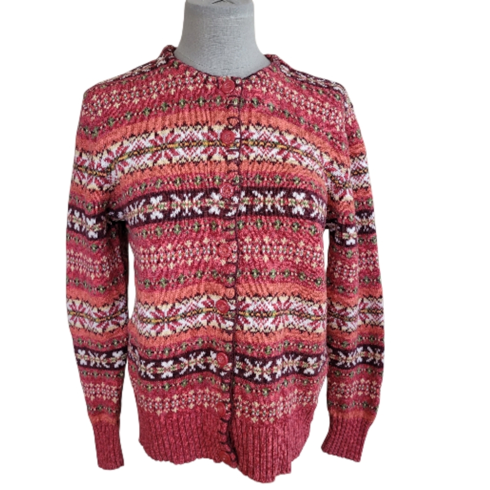 Vintage Heirloom Collectibles Fair Isle Cardigan Size M EUC